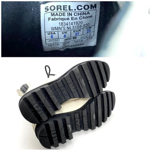 Sorel Phoenix Fawn Nubuck Leather Lace up Mono Biker Boot in Off-White Size 6 - Picture 10 of 11